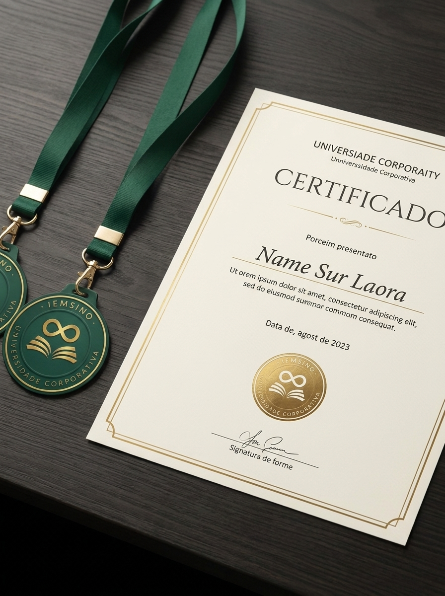 Variação dos crachás e certificado interno IEMSINO